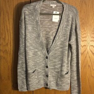 Caslon Taupe / Gray Button down  V Nexk  Boyfriend Cardigan Sweater Size Medium